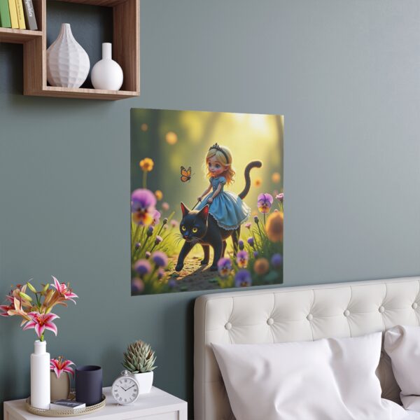 Charming Silk Wall Art Posters, Fairy-tale Decor, Cat and Girl Illustration, Kids Room Decoration, Gift for Animal Lovers - Image 8