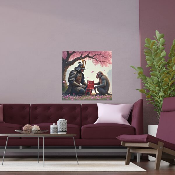 Samurai and Monkey Silk Poster, Unique Wall Art, Home Decor, Nature Lovers Gift, Japanese Aesthetic, Kids Room Decoration - Image 6