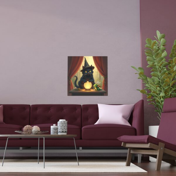 Magical Cat Silk Poster, Whimsical Wall Art, Home Decor, Cat Lover Gift, Spooky Halloween Decoration, Fantasy Illustration - Image 9