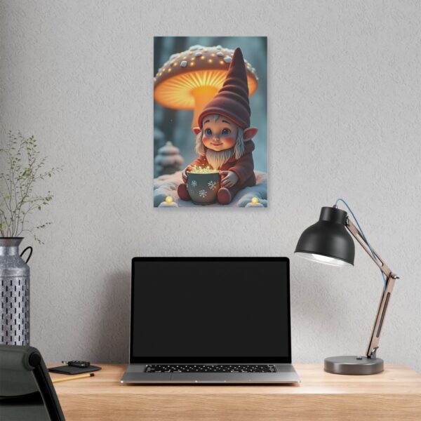 Canvas Wall Art - Cute Wide Eyed Gnome Under A Mushroom - Image 4