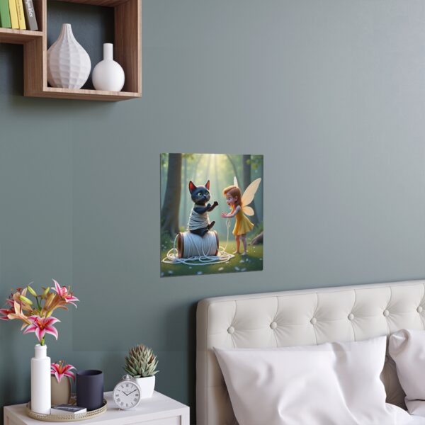 Whimsical Silk Posters, Enchanting Fairy Art for Home Decor, Playful Kid's Room, Gift for Cat Lovers, Unique Wall Art - Image 2