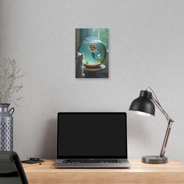 Canvas Artwork - Whimsical Cat and Mermaid Fantasy Scene - Image 4