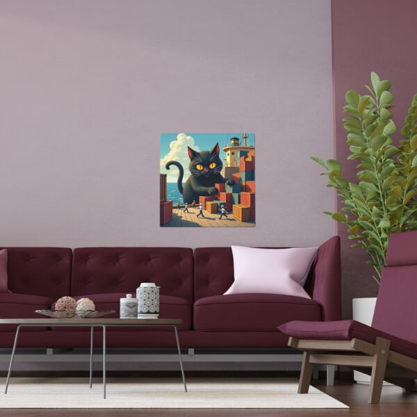 Whimsical Cat Silk Poster | Indoor Wall Art, Unique Home Decor, Gift for Cat Lovers, Playful Artwork, Apartment Decoration - Image 9