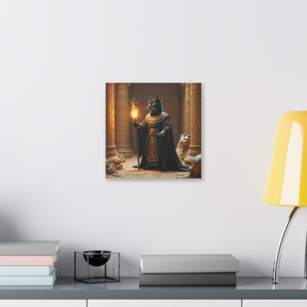 Canvas Print - Black Cat Sorcerer in Ancient Egyptian Tomb with Ankh and Hieroglyphs - Image 7