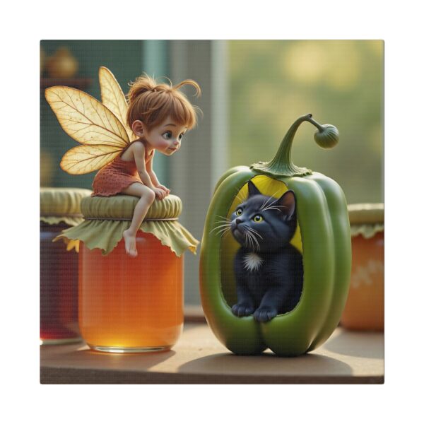 Whimsical Fairy and Cat Canvas Art, Magical Wall Decor, Enchanted Home Decor, Gift for Cat Lovers, Child's Room Decoration - Image 5