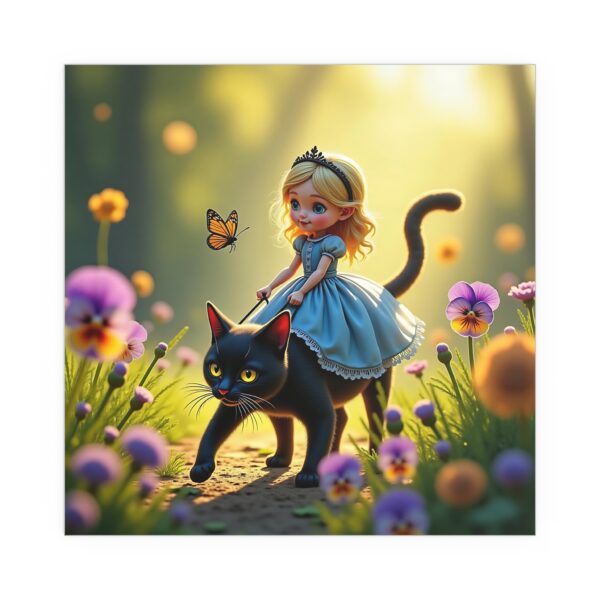Charming Silk Wall Art Posters, Fairy-tale Decor, Cat and Girl Illustration, Kids Room Decoration, Gift for Animal Lovers - Image 7