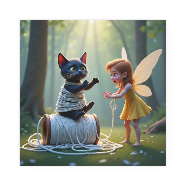 Whimsical Silk Posters, Enchanting Fairy Art for Home Decor, Playful Kid's Room, Gift for Cat Lovers, Unique Wall Art - Image 7