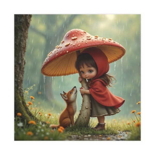 Whimsical Silk Poster Featuring Girl and Fox, Wall Art, Home Decor, Kid's Room, Gift, Nature, Fairy Tale - Image 4