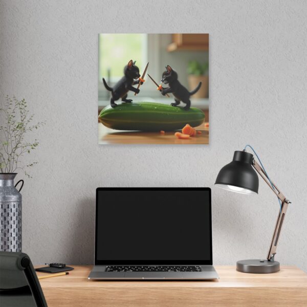 Whimsical Cat Duel Canvas Art, Fun Home Decor, Unique Gift, Animal Lovers Wall Art, Playful Kitten Art - Image 16