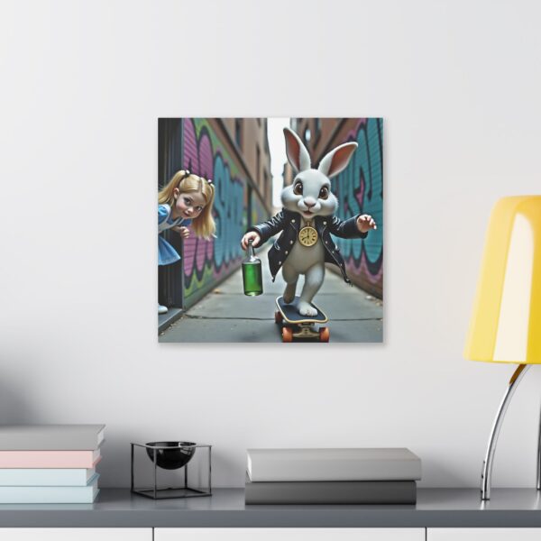 Canvas Art Print - Alice in Wonderland Street Skateboard Scene - Image 11