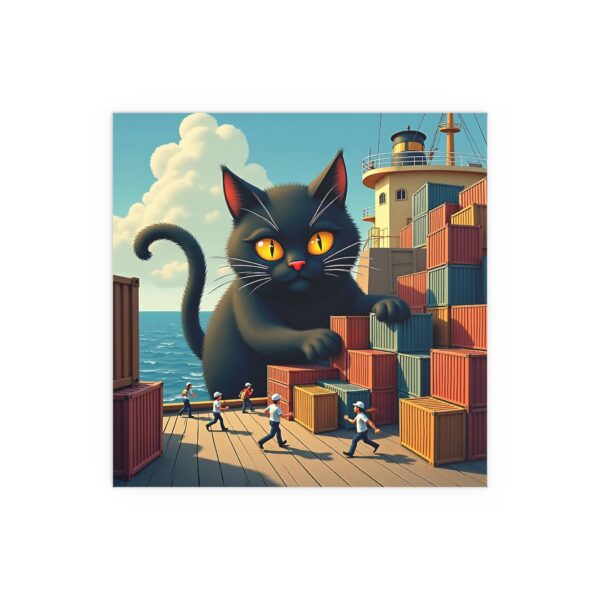 Whimsical Cat Silk Poster | Indoor Wall Art, Unique Home Decor, Gift for Cat Lovers, Playful Artwork, Apartment Decoration