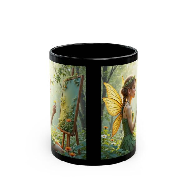 Enchanting Fairy Black Mug - 11oz/15oz, Fantasy Gift, Coffee Lover, Home Decor, Unique Art, Magical Mug - Image 2
