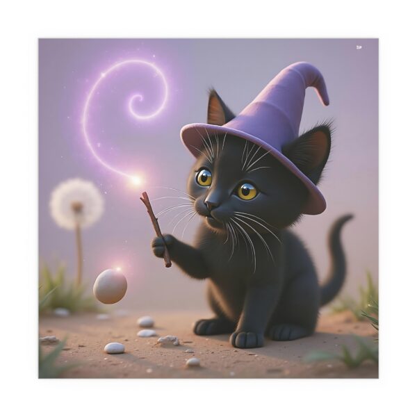 Whimsical Cat Silk Poster, Magical Wall Decor, Cute Kid's Room Art, Unique Gift for Cat Lovers, Enchanted Decor - Image 4
