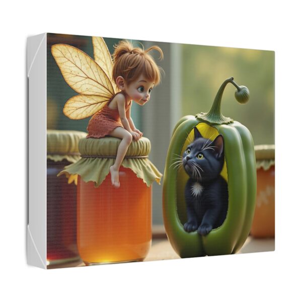 Whimsical Fairy and Cat Canvas Art, Magical Wall Decor, Enchanted Home Decor, Gift for Cat Lovers, Child's Room Decoration - Image 2