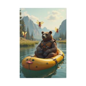 Canvas Print - Bear and Fairies in Jelly River Fantasy Scene