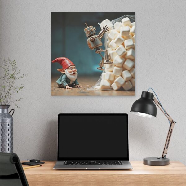 Whimsical Gnome Canvas Art - Fantasy Home Decor, Unique Gift for Gnome Lovers, Nursery Wall Decor, Robot & Gnome Artwork - Image 16