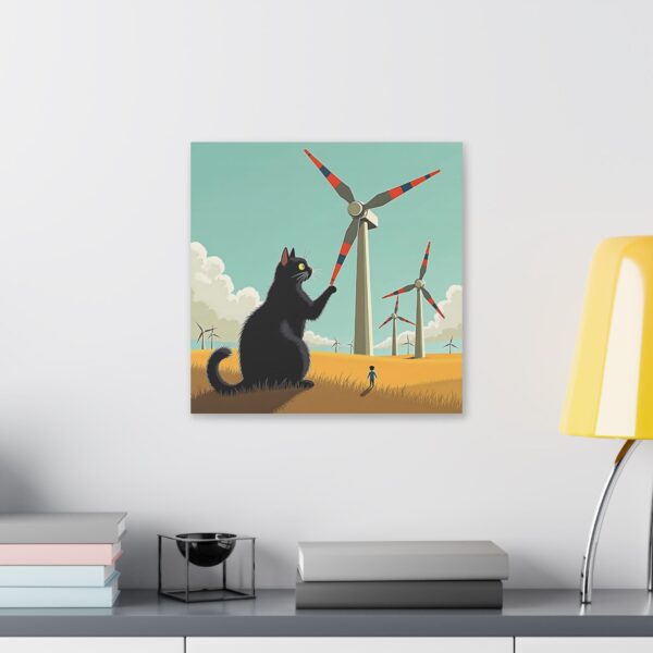Whimsical Cat Canvas Art, Black Cat Wall Decor, Animal Lover Gift, Home Decor, Funny Cat Art, Gift for Cat Owners, Landscape Print - Image 11