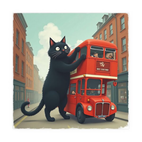 Whimsical Cat Silk Poster, Cute Wall Art, Home Decor, Gift for Cat Lovers, Indoor Decor, Unique Art Print - Image 4