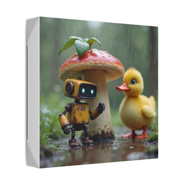 Whimsical Robot and Duck Canvas Art Print, Nursery Wall Decor, Playroom Artwork, Kids Room Decoration, Cute Nature Theme - Image 2