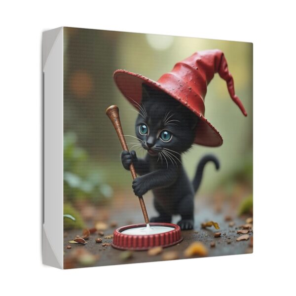 Whimsical Cat Witch Canvas Art Print, Spooky Decor for Halloween, Cute Cat Artwork, Gift for Cat Lovers, Enchanted Home Decor - Image 2
