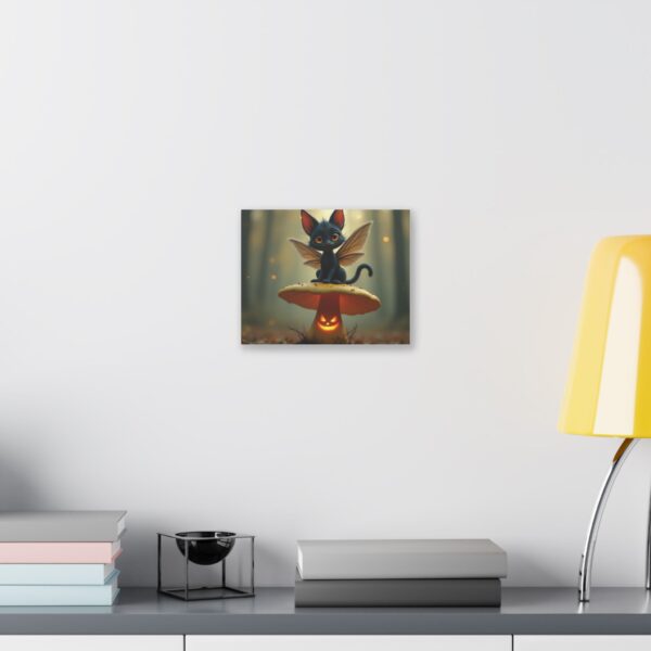 Whimsical Cat Canvas, Fairy Art Wall Decor, Cute Animal Artwork, Halloween Home Decor, Enchanted Forest Print - Image 3