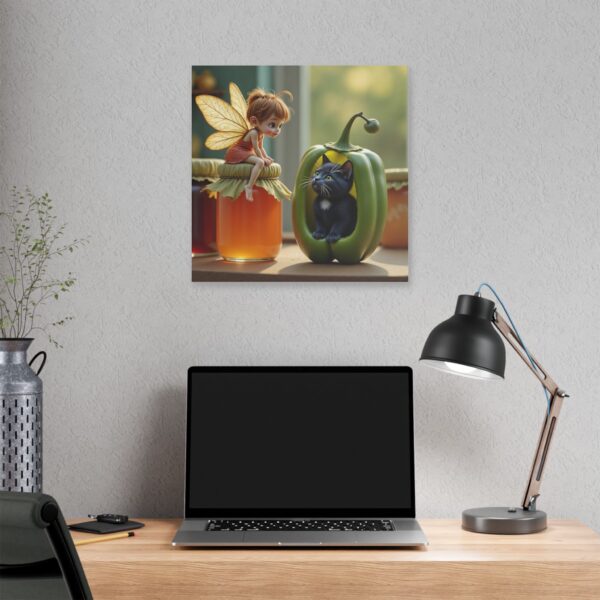 Whimsical Fairy and Cat Canvas Art, Magical Wall Decor, Enchanted Home Decor, Gift for Cat Lovers, Child's Room Decoration - Image 16