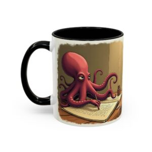 Whimsical Octopus Writing Mug | Artistic Coffee Mug, Gift for Writers, Ocean Lover's Mug, Unique Tea Cup, Fun Desk Accessory