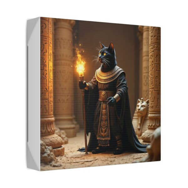 Canvas Print - Black Cat Sorcerer in Ancient Egyptian Tomb with Ankh and Hieroglyphs - Image 2