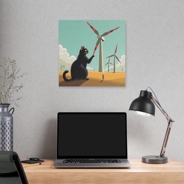 Whimsical Cat Canvas Art, Black Cat Wall Decor, Animal Lover Gift, Home Decor, Funny Cat Art, Gift for Cat Owners, Landscape Print - Image 12