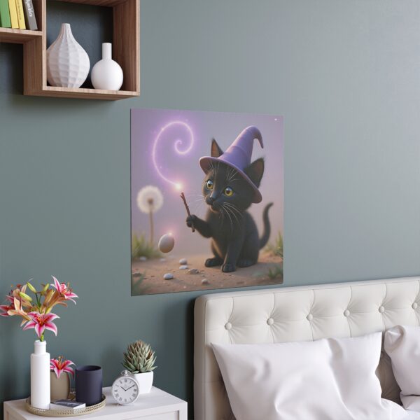 Whimsical Cat Silk Poster, Magical Wall Decor, Cute Kid's Room Art, Unique Gift for Cat Lovers, Enchanted Decor - Image 8