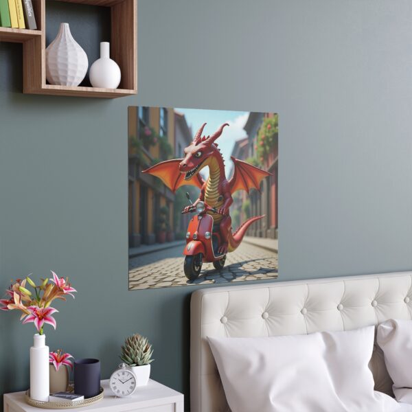 Silk Poster - a huge, majestic dragon awkwardly balancing on a tiny electric scooter - Image 8