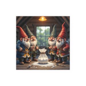 Whimsical Gnome Silk Poster, Art Print for Home Decor, Indoor & Outdoor Wall Art, Unique Gifts, Holiday Decoration