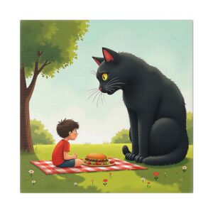 Whimsical Cat Canvas Art, Playful Wall Decor, Child and Pet Lovers Gift, Unique Home Accent, Fun Children’s Room Artwork
