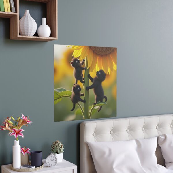 Playful Cat Silk Poster – Whimsical Home Decor, Cute Cat Art, Sunflower Wall Art, Gift for Cat Lovers, Indoor/Outdoor Decor - Image 8