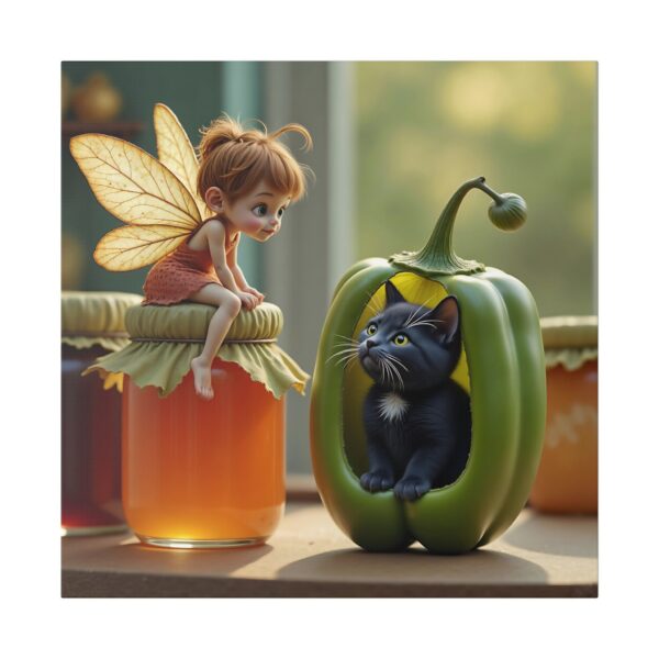 Whimsical Fairy and Cat Canvas Art, Magical Wall Decor, Enchanted Home Decor, Gift for Cat Lovers, Child's Room Decoration - Image 13