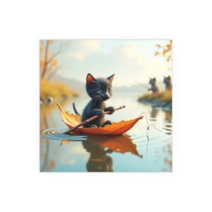 Charming Cat Silk Poster, Cat Wall Art, Cute Home Decor, Animal Lover Gift, Indoor Outdoor Wall Art