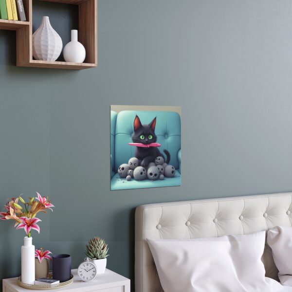 Whimsical Cat Silk Poster, Wall Art, Home Decor, Cat Lovers Gift, Playful Art for Living Room, Cat-Themed Decor - Image 2