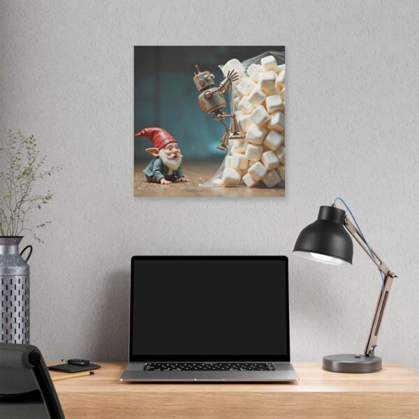 Whimsical Gnome Canvas Art - Fantasy Home Decor, Unique Gift for Gnome Lovers, Nursery Wall Decor, Robot & Gnome Artwork - Image 12