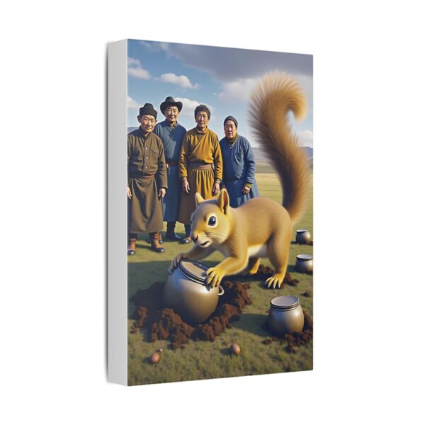 Whimsical Canvas Art Print, Squirrel Wall Decor, Fun Forest Artwork, Nature Art for Kids, Quirky Home Decor - Image 2