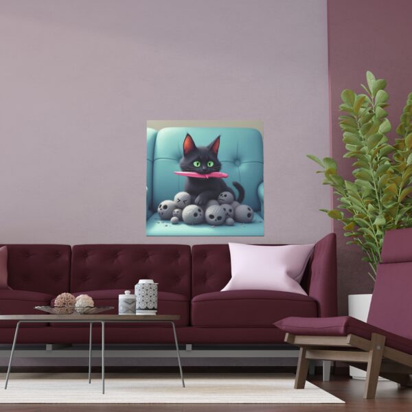 Whimsical Cat Silk Poster, Wall Art, Home Decor, Cat Lovers Gift, Playful Art for Living Room, Cat-Themed Decor - Image 6