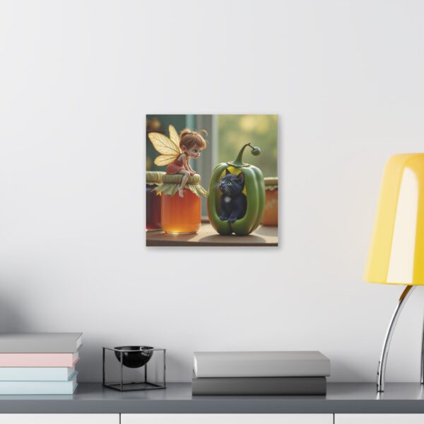 Whimsical Fairy and Cat Canvas Art, Magical Wall Decor, Enchanted Home Decor, Gift for Cat Lovers, Child's Room Decoration - Image 11