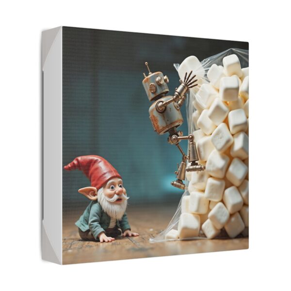 Whimsical Gnome Canvas Art - Fantasy Home Decor, Unique Gift for Gnome Lovers, Nursery Wall Decor, Robot & Gnome Artwork - Image 2