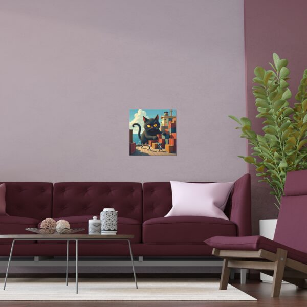 Whimsical Cat Silk Poster | Indoor Wall Art, Unique Home Decor, Gift for Cat Lovers, Playful Artwork, Apartment Decoration - Image 3