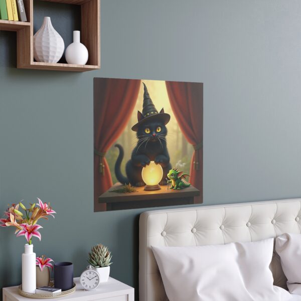 Magical Cat Silk Poster, Whimsical Wall Art, Home Decor, Cat Lover Gift, Spooky Halloween Decoration, Fantasy Illustration - Image 8