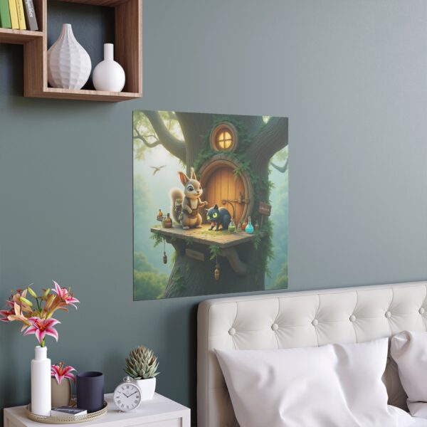 A whimsical poster featuring a fluffy, wide-eyed squirrel potion seller - Image 8