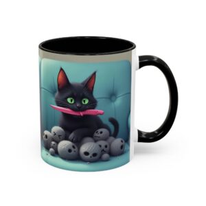 Cat Lover's Accent Coffee Mug - Fun Kitty Design, Gift for Cat Owners, Pet Lover's Coffee Cup, Halloween Decor, Unique Cat Gift