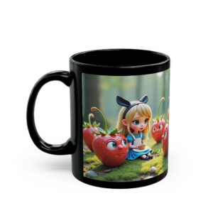 Whimsical Alice Mug - Cute Black Coffee Cup, Gift for Kids, Fantasy Drinkware, Unique Home Decor, Perfect for Birthdays