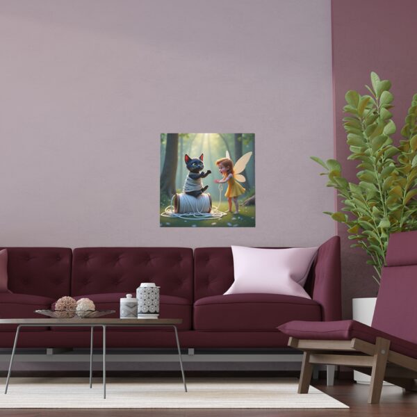 Whimsical Silk Posters, Enchanting Fairy Art for Home Decor, Playful Kid's Room, Gift for Cat Lovers, Unique Wall Art - Image 9
