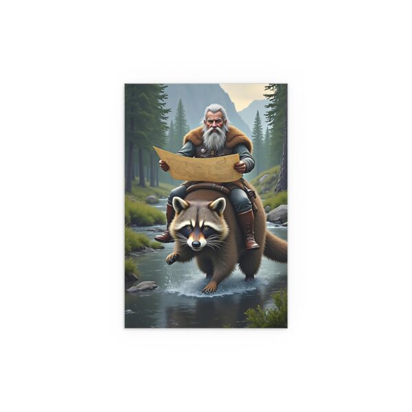 Viking & Raccoon Adventure Poster – Humorous Fantasy Wall Art