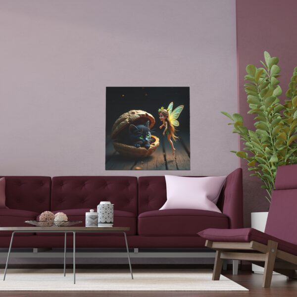 Whimsical Silk Prints, Fantasy Art Poster, Fairy and Cat Decor, Indoor/Outdoor Wall Art, Magical Home Decoration - Image 6